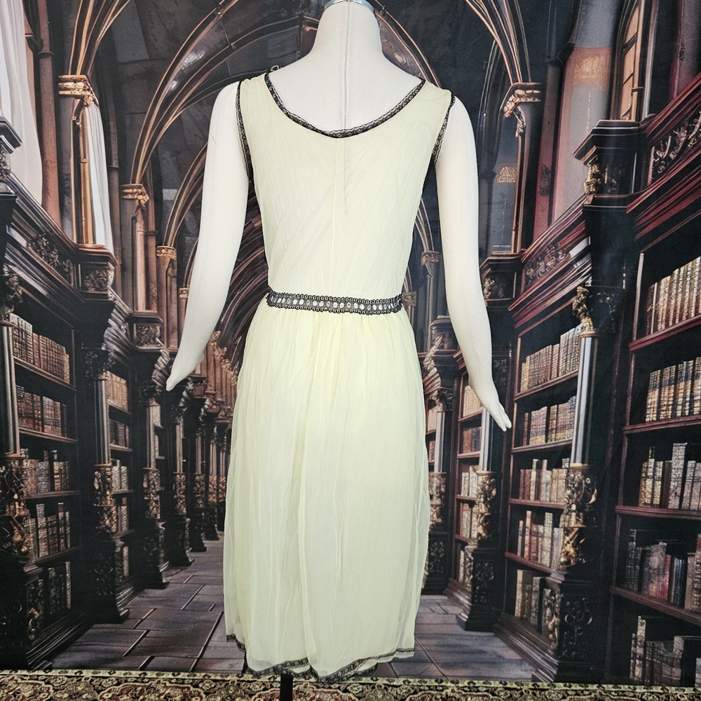 Vintage 1960s Lingerie Nightgown Slip Dress Yellow Black Lace Trim Retro Pinup - Picture 11 of 11